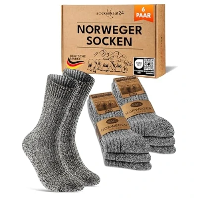 Abbildung von 6 Paar Norweger Socken Herren Damen Wintersocken warme Wollsocken 70301T (Anthrazit Meliert 39 42)