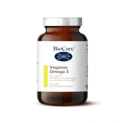 Abbildung von BioCare Veganes Omega 3 DHA und EPA Aus Algen, zur Unterstützung von Herz, Gehirn &amp; Sehkraft 60 Kapseln Nahrungsergänzungsmittel