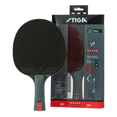 Abbildung von STIGA Prestige 5 Sterne Tischtennisschläger Profi Schläger mit ITTF zertifiziertem Belag, WRB Technologie, 2,0 mm Schwamm, und konkavem Griff für Spin, Geschwindigkeit Kontrolle