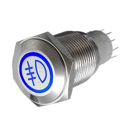 Abbildung von Mintice™ 16mm KFZ Kippschalter Wippschalter Druckschalter Schalter Drucktaster 12V Blau Licht Metall Nebelschlussleuchte