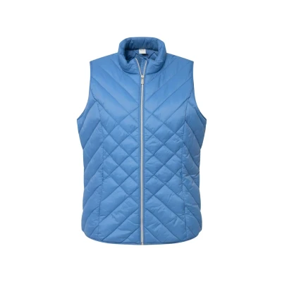 Abbildung von Ulla Popken Damen HYPRAR Steppweste, wasserabweisend, Stehkragen, recycelt Westen, Mattes blau, 46 48