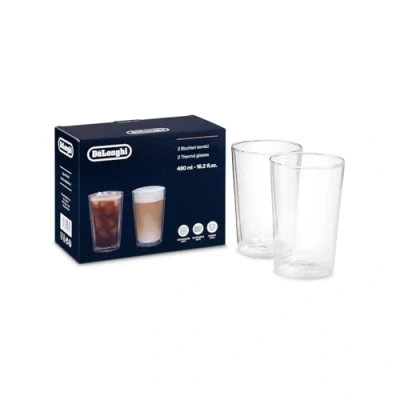 Abbildung von De&#039;Longhi Long Coffee Gläser Set DLSC320, 2 Kaffeebecher aus Glas perfekt geeignet für Caffe Lungo oder Americano, Spülmaschinenfest, Fassungsvermögen 250 ml