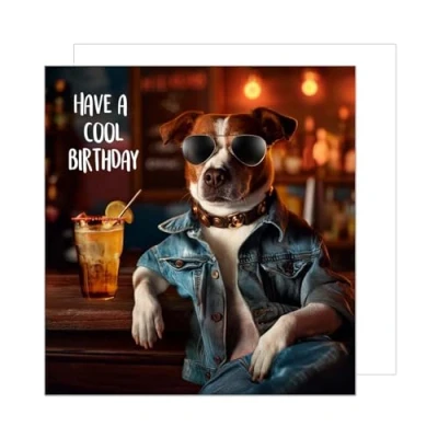Abbildung von Edition Seidel Premium quadratische Geburtstagskarte mit Umschlag. Glückwunschkarte Happy Birthday Billet Tier Karte Mann Frau Cooler Hund Humor Lustig (GQ159 SW024)