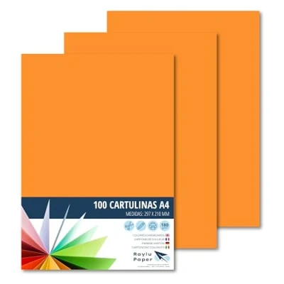 Abbildung von RAYLU PAPER Tonpapier A4, 100 Stück Kartonpapier 180g/m², 210 x 297 mm, professionelle farbige Kartons für Büro, Kopierpapier, Buntes Papier zum Basteln (Orange)
