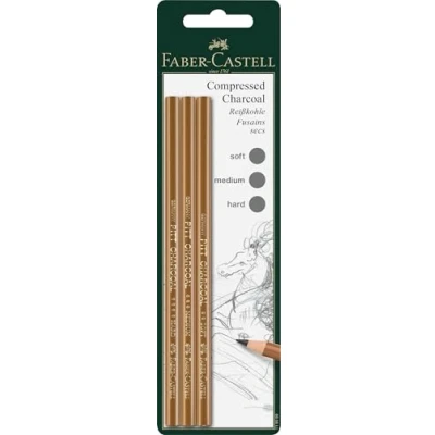 Abbildung von FABER CASTELL 119999 Reißkohlestift Pitt, 3er Set, schwarz