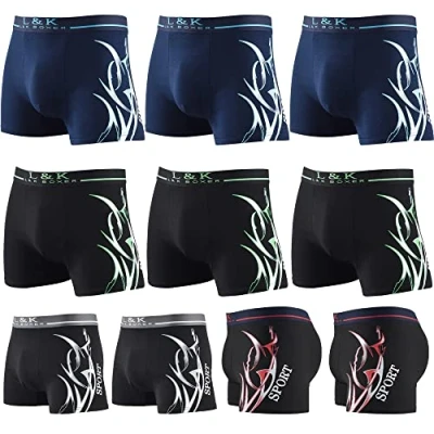 Abbildung von L&amp;K 10er Pack Herren Boxershorts Men Retroshorts mit tollem Muster Sommer 2022 Baumwolle 1105 4XL