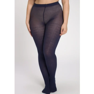 Abbildung von Ulla Popken Damen große Größen Übergrößen Plus Size Strickstrumpfhose, modisches Zopfmuster, warm