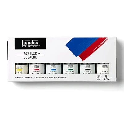 Abbildung von Liquitex 3699323 Proffessional Acrylic Gouache, Primärfarben, Set 6 Flaschen a 59ml