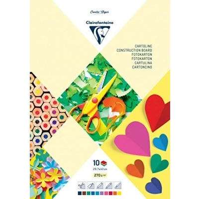 Abbildung von Clairefontaine 97149C Fotokartonblock Premium, Din A3, 29.7 x 42 cm, 10 Blatt, 270 g, farbig sortiert