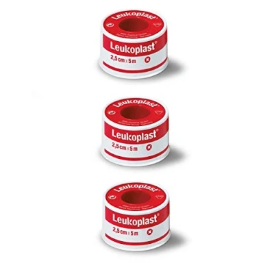 Abbildung von Leukoplast Klassisches Klebeband für Wundverbände, hochklebend, zur Befestigung von Wundverbänden, 3 x 5 m 2,5 cm Rolle