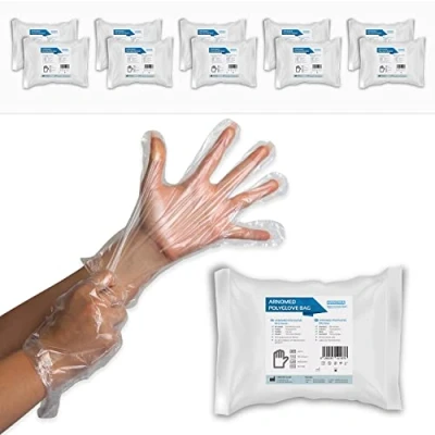Abbildung von 1000 ARNOMED PE Einmalhandschuhe Einweg Herren (10 Beutel á 100 Stück), Handschuhe, Haushaltshandschuhe für Lebensmittel transparent, Schutzhandschuhe zum Haare färben, Dieselhandschuhe