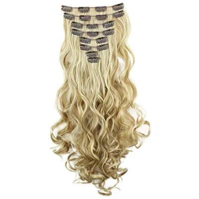 Abbildung von CAISHA XXL 8 Teiliges Set 45cm Langhaarige CLIP IN EXTENSIONS Synthetik Haarverlängerung Haarteil Voluminös Gelockt Blondmix CES14 1
