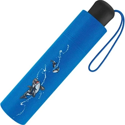 Abbildung von Scout Kinder Regenschirm Taschenschirm Schultaschenschirm mit großen Reflektionsflächen extra leicht Big Orca/Wal