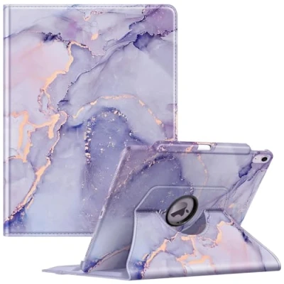 Abbildung von Fintie Hülle für iPad Air 13 Zoll 2024 (Modelle: A2898/A2899/A2900) mit Pencil Halter Schutzhülle Cover 360 Grad drehbarem Ständer und Auto Schlaf/Wach Funktion, Lila Marmor