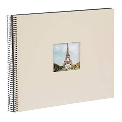 Abbildung von goldbuch 25623 Spiralalbum mit Bildausschnitt, Bella Vista, Foto Album 35 x 30 cm, Fotoalbum 40 schwarze Seiten, Erinnerungsalbum aus Leinen, Fotobuch für Bilder &amp; Fotos zum Einkleben, Sandgrau