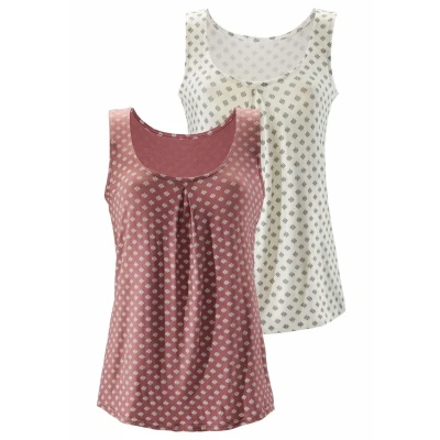 Abbildung von Lascana 2 PACK Top, Damen, Größe: 40/42, Beere/creme