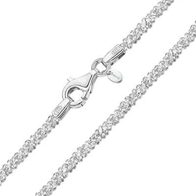 Abbildung von Amberta Halskette Damen Diamant aus 925 Sterling Silber 1.7 mm Glitzernde Kette Damen: Halsband 45 cm