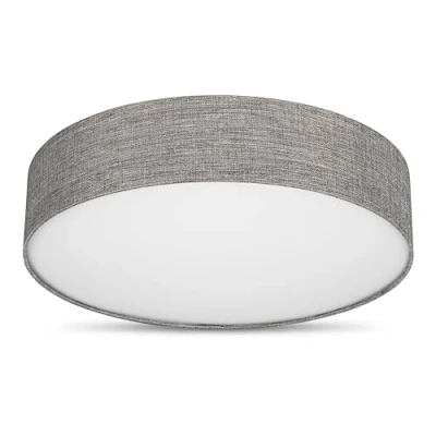 Abbildung von REV Deckenleuchte Deckenlampe rund 50cm mit Stoff Lampenschirm im Vintage Look ideal für Schlafzimmer &amp; Wohnzimmer, braun silber