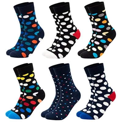 Abbildung von Occulto bunte SOCKEN für HERREN (6 PAAR) aus BAUMWOLLE in verschiedenen MUSTERN, HERRENSOCKEN BUSINESS SOCKEN, RINGELSOCKEN 6 Paar Dots 39 42