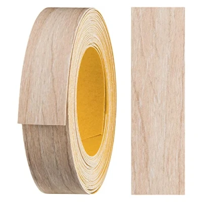Abbildung von haggiy Melaminkanten Band selbstklebend 18mm x 5m I Kantenband Möbelkantenband Sicherer Halt ohne Bügeln Kantenumleimer Furnier für Regalbretter/Holzplatten (Ruester Libert hell)