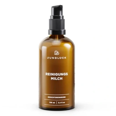 Abbildung von JUNGLÜCK Reinigungsmilch Gesicht Vegan Gesichtsreinigung mit BIO Aloe Vera &amp; Mandelöl zur Entfernung von Make up Pflegt die Haut bereits bei der Reinigung ohne auszutrocknen