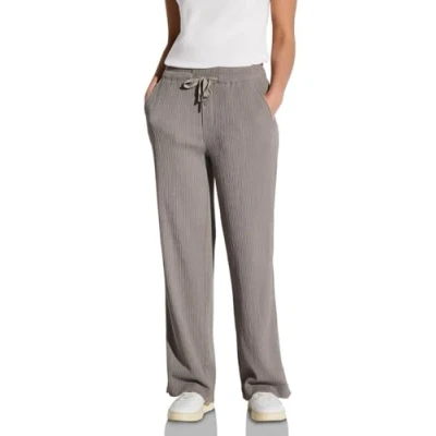 Abbildung von STREET ONE Damen A379034 Wide Leg Hose mit Struktur, Vintage Stone, 44W x 30L