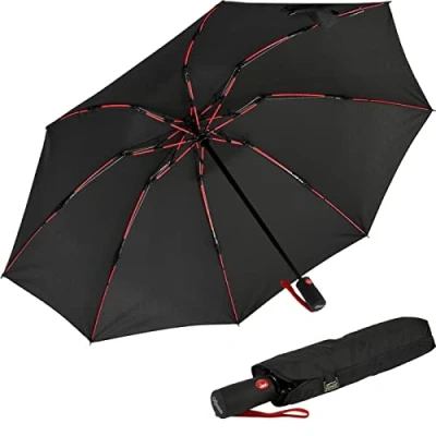 Abbildung von iX brella Sturmschirm Voll Fiberglas Taschenschirm groß 106 cm mit farbigen Speichen schwarz rot