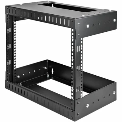 Abbildung von StarTech.com 2 Pfosten 8HE Heavy Duty Wandmontage Netzwerk Rack, 19&quot; Open Frame Server Rack mit Einstellbarer Tiefe, Daten für IT/AV/Patch Panele/Computer Ausrüstung (RK812WALLOA)