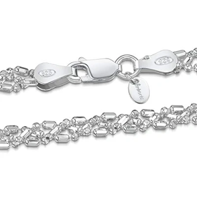 Abbildung von Amberta 925 Sterlingsilber Damen Halskette Diamantierte Kugelkette 3.5 mm Breite Verschiedene Längen: 45 50 55 cm (55cm)