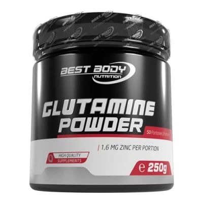 Abbildung von Best Body Nutrition L Glutamine Powder, 5 g Glutamin pro Portion, wichtige Aminosäure, mit Zink optimiert, 250 Dose