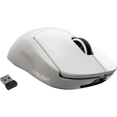 Abbildung von Logitech G PRO X SUPERLIGHT kabellose Gaming Maus mit HERO 25K Sensor, Ultra leicht 63g, 5 programmierbare Tasten, 70 Stunden Akkulaufzeit, Zero Additive PTFE Feet, PC/Mac Weiß
