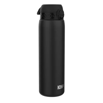 Abbildung von Ion8 Vakuumisolierte Edelstahl Trinkflasche, 1 Liter, 920 ml, Auslaufsicher, Einhandöffnung, Sichere Verriegelung, Spülmaschinenfest, Tragegriff, Langlebig, Ideal für Sport und Yoga, Schwarz