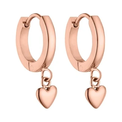 Abbildung von PURELEI® Lovely Heart Ohrringe (Silber, Rosegold), Damen aus langlebigem Edelstahl, Wasserfester Schmuck mit Herzanhängern, Durchmesser 13 mm (Rosegold)