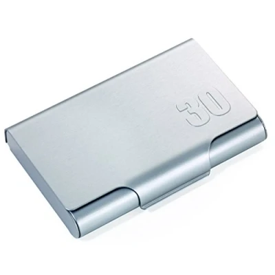 Abbildung von TROIKA JUMBO 30 KARTENETUI CDC78/TI Vistenkartenetui, 30&quot; Prägung auf Deckel für ca. Karten Aluminium titanfarben das Original von