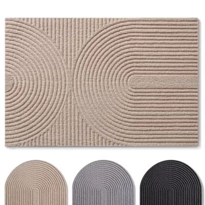 Abbildung von Blumtal Fußmatte 90x150 cm rutschfeste Schmutzfangmatte Eingangsteppich mit Muster Türmatte aus langlebigem Polyester innen/Schmutzfangmatte außen Beige
