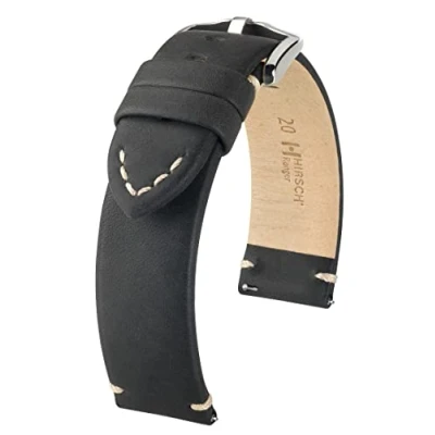 Abbildung von HIRSCH Herren Uhrenarmband Kalbsleder Modell Ranger 24 mm Schwarz