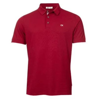 Abbildung von Calvin Klein Herren Campus 3 Knopf Kragen Polo Hemd Burgunder Sport XXL