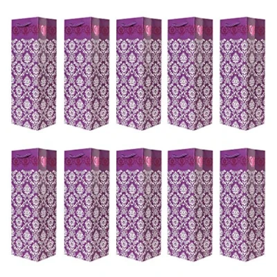 Abbildung von 10er Packung edle Flaschentüten Geschenktüten lila für Wein Sekt und Champagner geeignet 36x12x10