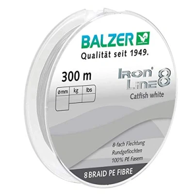 Abbildung von Balzer Iron Line 8 Catfish 300m geflochtene Angelschnur, Farbe:Weiß, Durchmesser/Tragkraft:0.60mm / 75.5kg