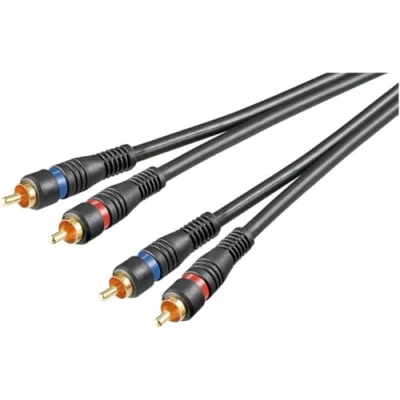 Abbildung von Goobay 50433 Stereo Cinchkabel 0,2m / 2x Cinch Stecker auf Cinchstecker RCA Kabel Subwoofer für Blu Ray Verstärker HiFi Schwarz