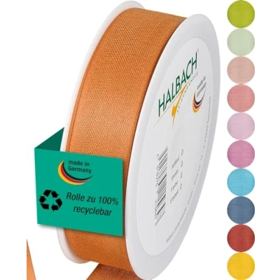 Abbildung von Halbach Seidenbänder Geschenkband Breite 25mm Länge 25m Schleifenband made in Germany Geschenkbänder Vielzahl von Farben und Breiten, perfekt zum Verpacken Dekorieren, Farbe: cognac