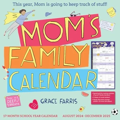 Abbildung von Mom&#039;s Family Wall Calendar 2024 2025: 17 Month August December 2025 with stickers!