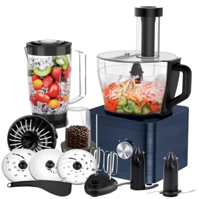 Abbildung von SNDOAS Küchenmaschine, 1100W Multifunktional Food Processor, 3,2 L Rührschüssel Teig Kneten, Küchenmaschine Zerkleinerer, 1,5 mixer, Mahlwerk, Dunkelblau