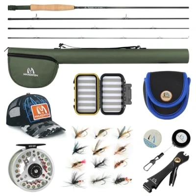 Abbildung von sprinton Maximumcatch Extreme Fliegenrute Combo 3/5/6/8 wt und Fliegenrolle Outfit mit Zubehör (Extreme Combo, 9&#039; 7wt Rute ECO Rolle)
