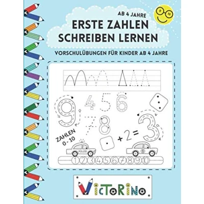 Abbildung von Erste Zahlen schreiben lernen Vorschulübungen für Kinder ab 4 Jahre: Vorschulbuch mit Schwungübungen zum einfachen (Kindergarten + Vorschule)