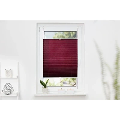 Abbildung von K Home Klemmfix Plissee 45 x 130 cm (B L) Bordeaux Lichtschutz +++ Moderne Crushed Optik