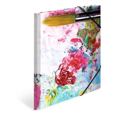 Abbildung von HERMA Sammelmappe A4 Farben, Kinder Eckspanner Mappe aus Pappe mit Kunst Motiv, Gummizug, Innenklappen und Innendruck für Jungen Mädchen