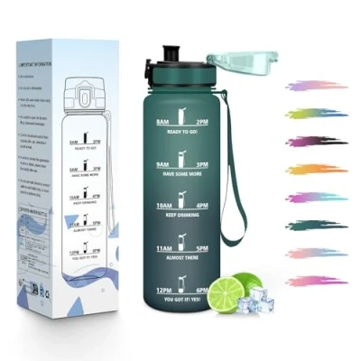 Abbildung von HoneyHolly Trinkflasche Kinder 500ML, Wiederverwendbar Mit Zeitskala, Wasserflasche, Auslaufsicher Sportflasche, Sport für Laufen, Radfahren, Arbeiten, Schule, Fitnessstudio