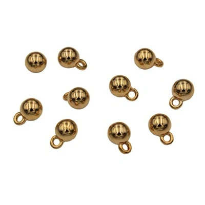 Abbildung von gold glänzende Kugelknöpfe klein Metall Knöpfe Mini Kugel Ösenknöpfe 7mm 10 Stück