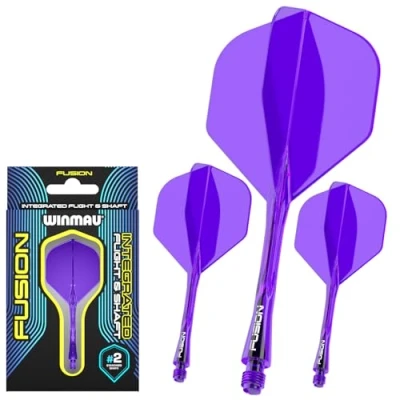 Abbildung von WINMAU Darts Fusion Integrated Flight &amp; Shaft System No.2 Shape Design Lila Farbe, Intermediate Länge